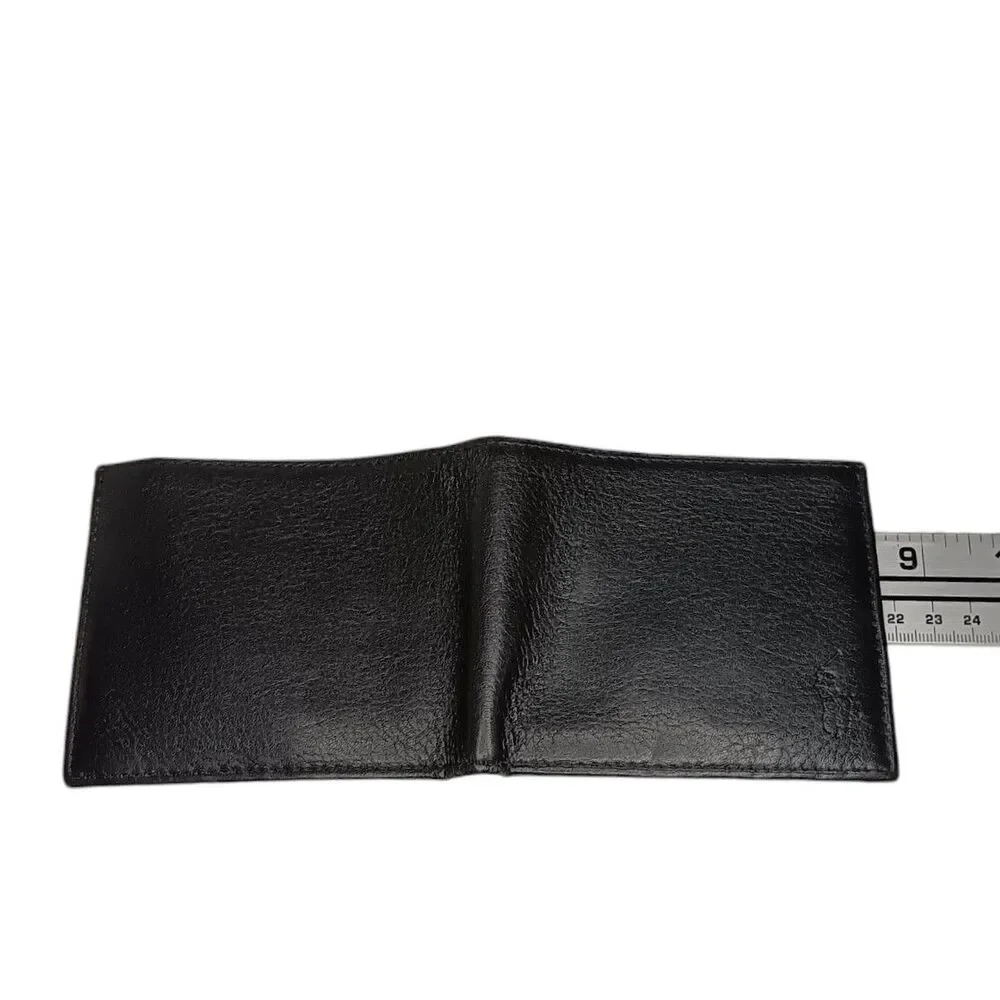 Polo Ralph Lauren Black Pebbled Leather Bifold Wallet with Embossed Pony Logo